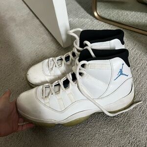 Jordan 11 White and Blue High-Top Sneakers